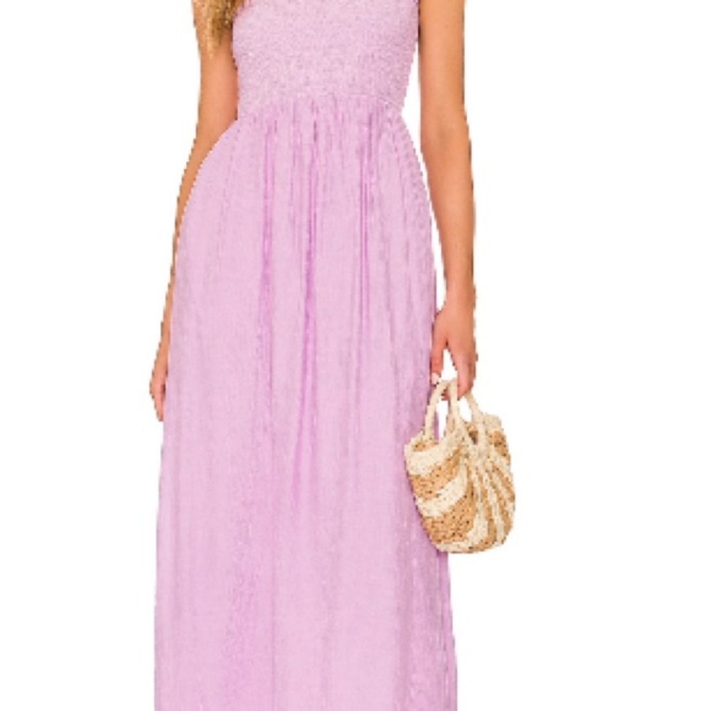 Lovers + Friends Purple Smocked Halter Maxi Dress